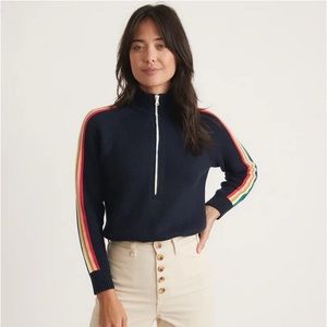 Marine Layer | Snowbird 1/4 Zip Sweater in Navy Rainbow | S